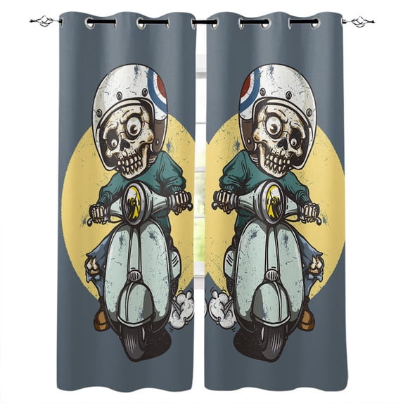 Motorcycle Highway Retro Style Modern Curtains for Living Room Bedroom Kitchen Curtains Drapes Window Treatmen