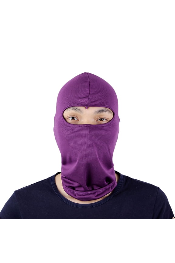 Motorcycle Hiking Full Face Mask Cover Neck Warm Balaclava Hood Cap Hat Purple