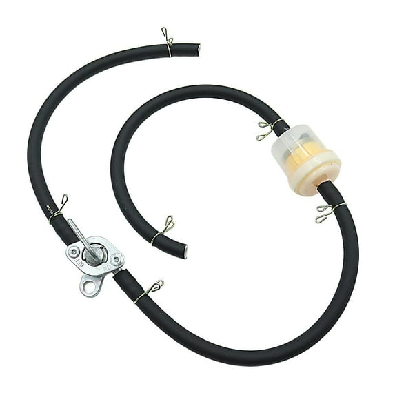 Motorcycle Hose Petrol Fuel Line Hose Gas Oil Pipe Tube Gasoline Fuel Filter Line Clamp with Inline Shut Off Valve for Mini Motorcycle Dirt Bike Moped Scooter