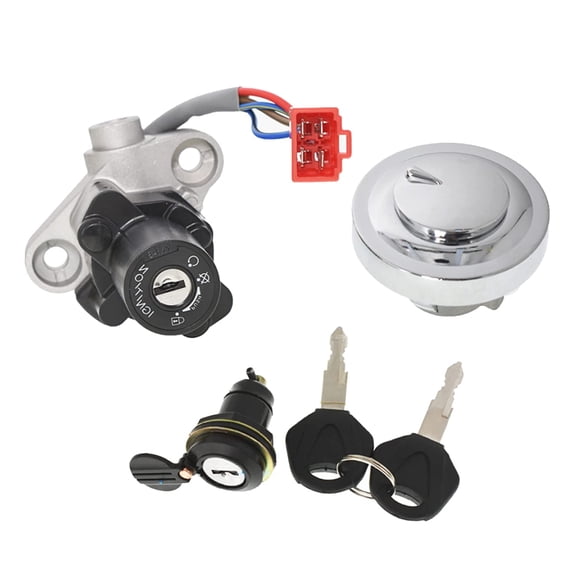 Motorcycle Ignition Switch Lock Key Seat Gas Cap Set Replacement for Yamaha V-Star XVS650 XVS1100 1996-2017
