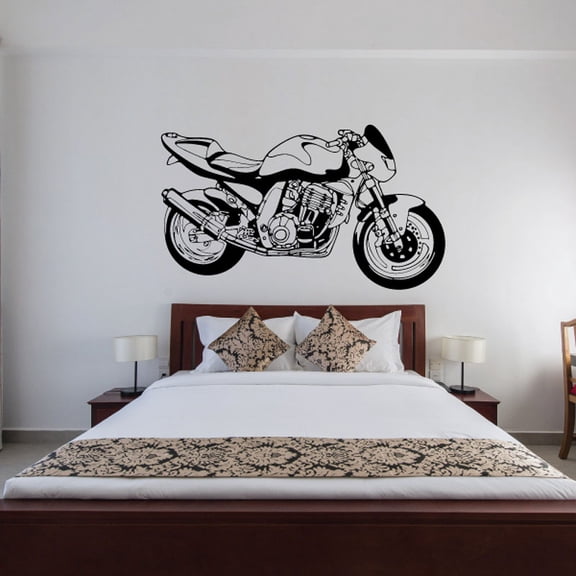 Motorcycle Illustration Wall Decal - Vinyl Decal - Car Decal - CD030 - 36 Inches