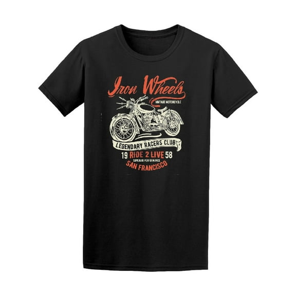 Motorcycle Iron Wheels T-Shirt Men -Image by Shutterstock, Male Small