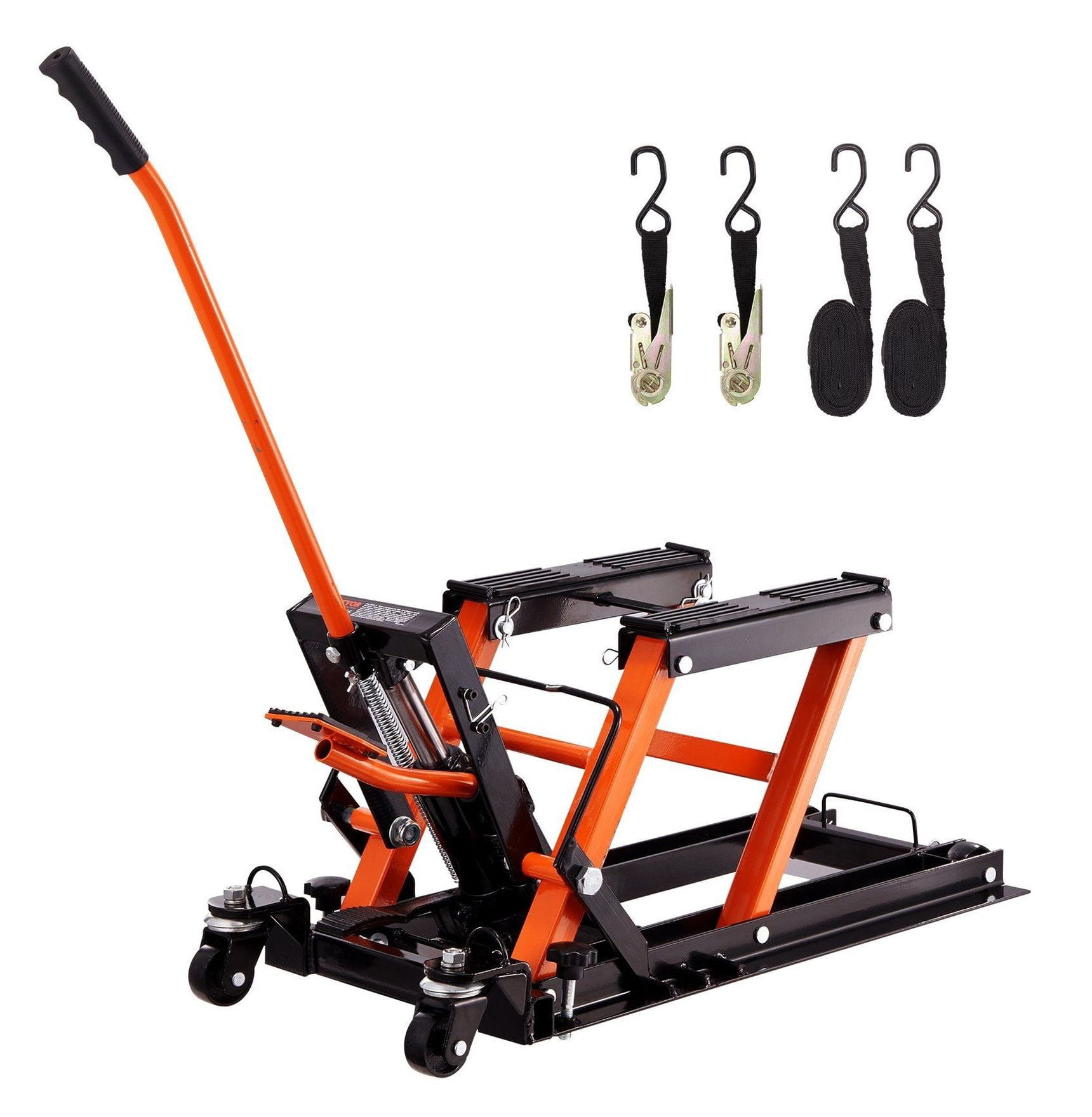 Hydraulic Motorcycle Jack Stand, 1500LB Capacity Scissor Lift for ATV/UTV, Foot-Operated with Wheels