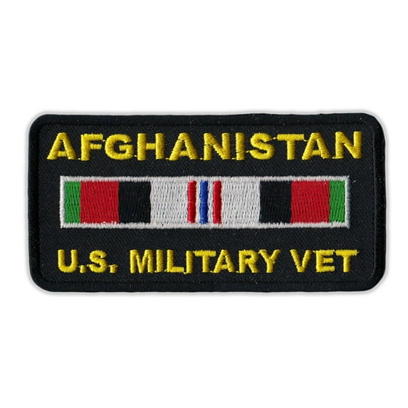 Motorcycle Jacket Embroidered Patch - Afghanistan Vet Ribbon - Vest, Cut, Leathers - 4" x 2"