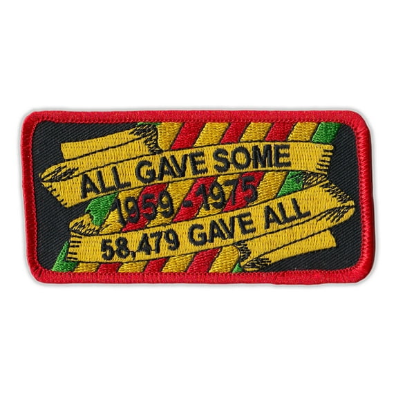 Motorcycle Jacket Embroidered Patch - All Gave Some, Some Gave All, Vietnam Ribbon - Vest, Cut, Leathers - 4" x 2"