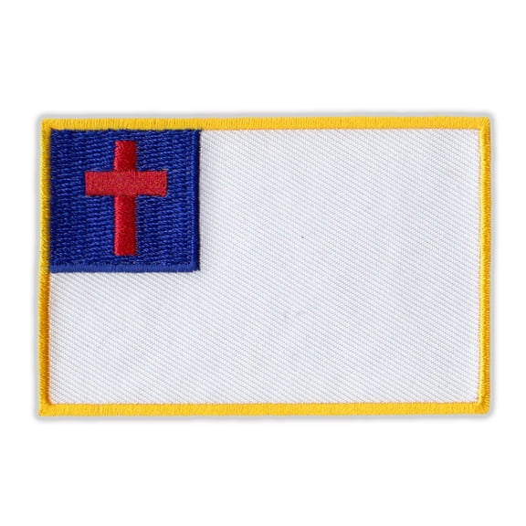Motorcycle Jacket Embroidered Patch - Christian Flag - Vest, Cut, Leathers - 3" x 2"