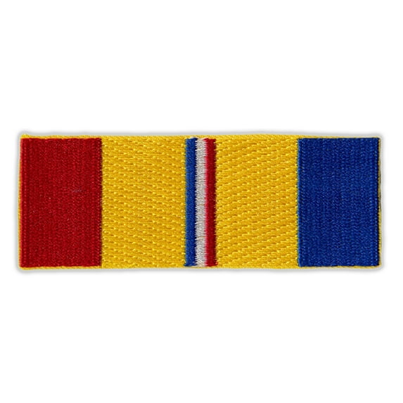 Motorcycle Jacket Embroidered Patch - Combat Veteran Service Ribbon Bar - Vest, Cut, Leathers - 3.5" x 1.25"