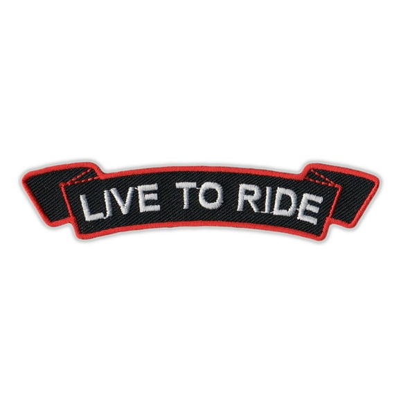 Motorcycle Jacket Embroidered Patch - Live To Ride (Black, Orange) - Vest, Cut, Leathers - 4" x 1"