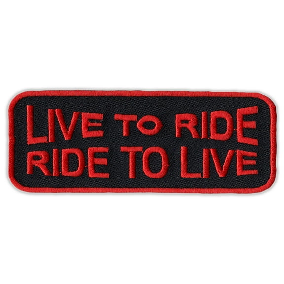 Motorcycle Jacket Embroidered Patch - Live To Ride, Ride To Live (Orange) - Vest, Cut, Leathers - 4" x 1.5"