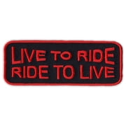 Motorcycle Jacket Embroidered Patch - Live To Ride, Ride To Live Orange - Vest, Cut, Leathers - 4" x 1.5"