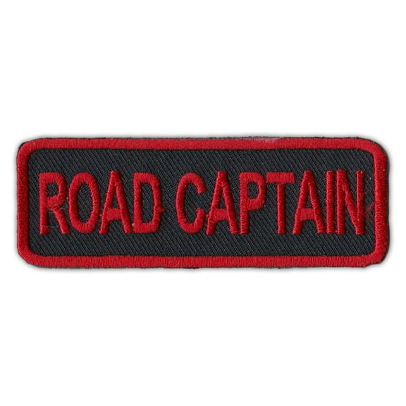 Motorcycle Jacket Embroidered Patch - Road Captain - Rank, Position - Red/Black - 3" x 1" Patch