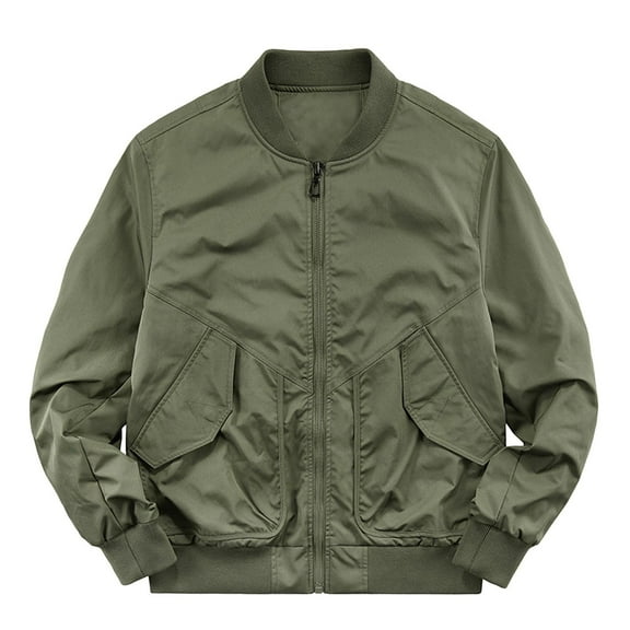 Motorcycle Jackets for Men with Pockets Long Sleeve Zip Up Coats Mens Trendy Solid Color Breathable No Hood Windbreaker Baseball Outerwear Jacket
