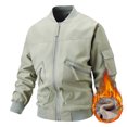 thumbnail image 1 of Motorcycle Jackets for Men with Zipper Pockets Fleece Lined Coats Long Sleeve Zip Up Solid Color Windbreaker Thermal Warm Baseball Outerwear Jacket, 1 of 4