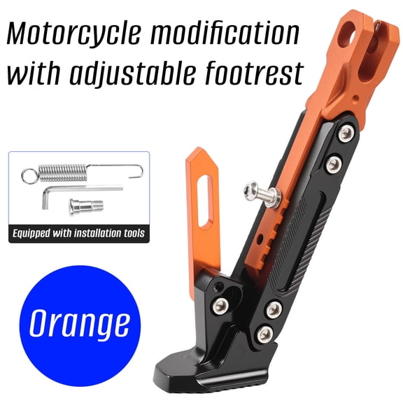 Motorcycle Kickstand Adjustable Side Stand Support,Height Adjustable Motorcycle Parking Stand Stable Anti Slip Kickstand Easy Install Motorcycle Support,for Motorbike Riders Garage Parking-Orange
