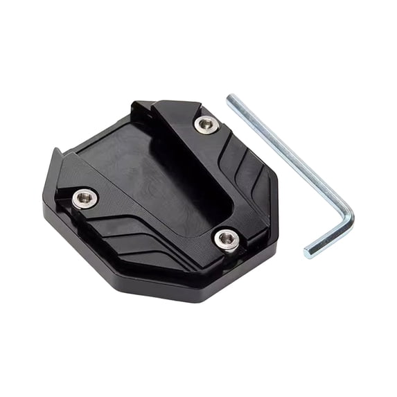 Motorcycle Kickstand Plate , Aluminum Alloy Side Stand Extension Pad, Anti-Skid Enlarged Base Support Plate, Parking Aid Accessory with Hexagon Wrench,2.17*2.36 inch,Black.