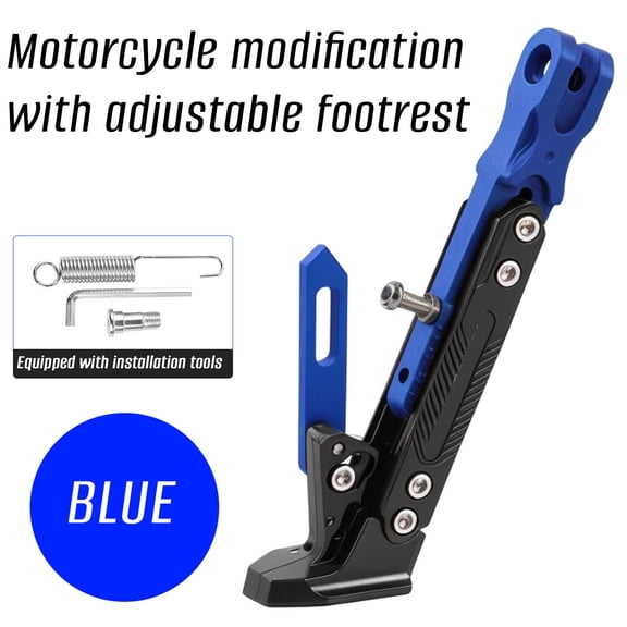 Motorcycle Kickstand, Yannianjz Motorcycle Adjustable Kickstand Footrest Bracket, CNC Aluminum Alloy Side Stand, Height Adjustable Motorcycle Support, Universal Bike Kickstand