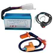 Motorcycle Kill Switch with Ignition Coil and AC CDI Box Handlebar Switch Replacement Parts for Pit Dirt Bike GY6 ATV Go Kart Quad Taotao Scooter 50cc 70cc 90cc 110cc 125cc 140cc 150cc