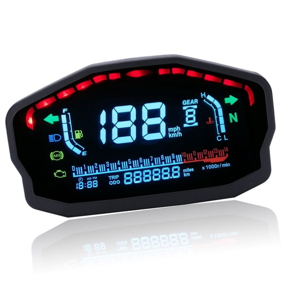 Motorcycle LCD Digital Speedometer Tachometer Odometer Gauge For DC8-12V Scooter With 0-14000Rpm