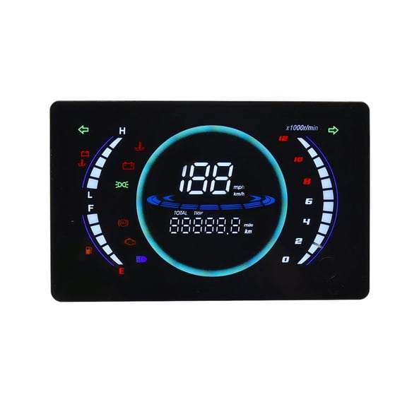 Motorcycle LCD Speedometer Adjustable Digital Display RPM Odometer Temperature Gear Indicators Aluminum Housing