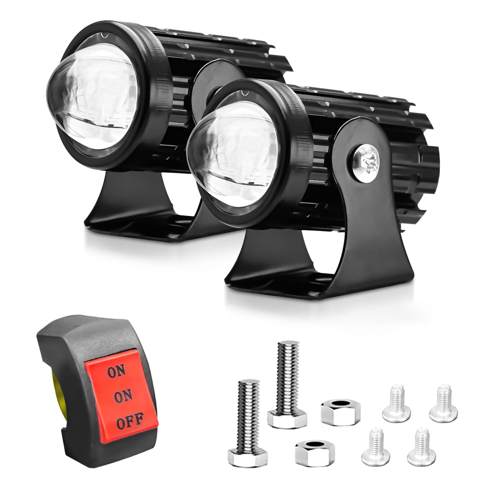 Motorcycle LED Driving Fog Lights 2PCS 60W White And Yellow Auxiliary Lamps Waterproof Spotlights For Car Tractor Truck ATV UTV SUV Boat