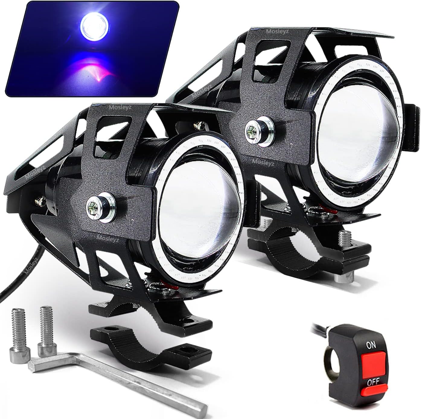 Motorcycle LED Fog Lights U7 Spotlight Daytime Running Lights with Blue