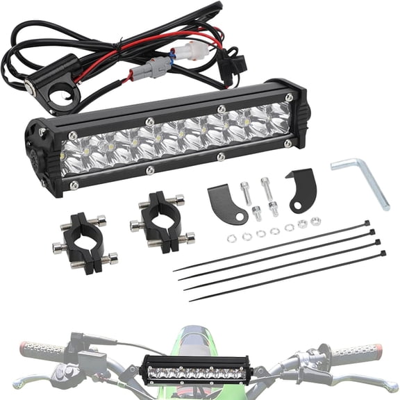 Motorcycle LED Light Bar Waterproof Plug-Play 60W 2500Lm Driving Light Kit 7/8" Handlebar Universal for CRF XR RM KX KLX TTR PW SSR Apollo TAO TAO SDG Dirt Pit Bike