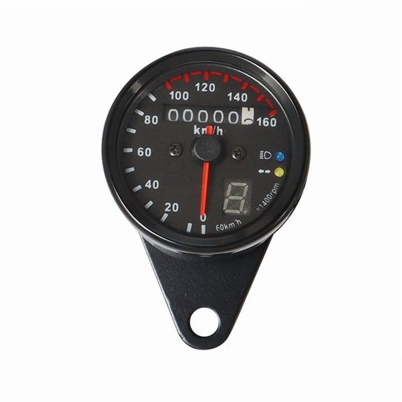 Motorcycle LED Speedometer With Gear Display Retro Metal Dashboard Odometer Compact Multi-Function Gauge Fitment For Custom Bikes Shell Backlit Display