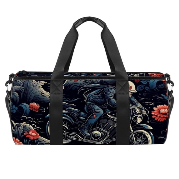 Motorcycle Large Capacity Sports Bag, nice for Luggage, Travel Tote, Soccer, and Weekender Use, with 17.7-inch Size and Interior Zipper Pocket