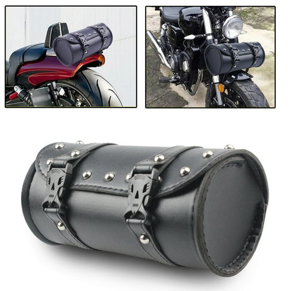 Motorcycle Leather Front Bag Black Tool Bag Tool Pouch Multifunctional Handlebar Bags