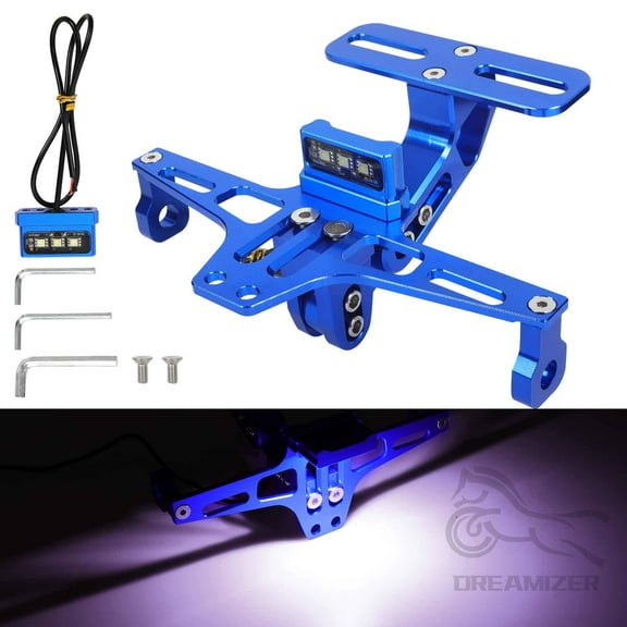 Motorcycle License Plate Bracket Fender Eliminator Kit Universal Motorcycle Tail Tidy License Plate Holder Mount Blue