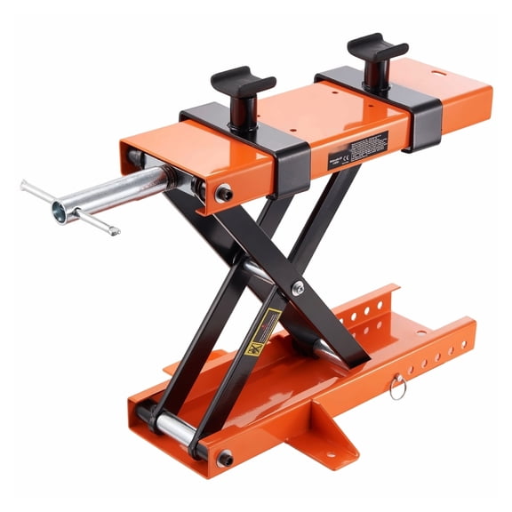 Motorcycle Lift 500kg/1100lbs - Center Scissor Jack Stand for Street, Cruiser, Touring Bikes - Steel Hoist with Safety Pin & Non-Slip Saddle