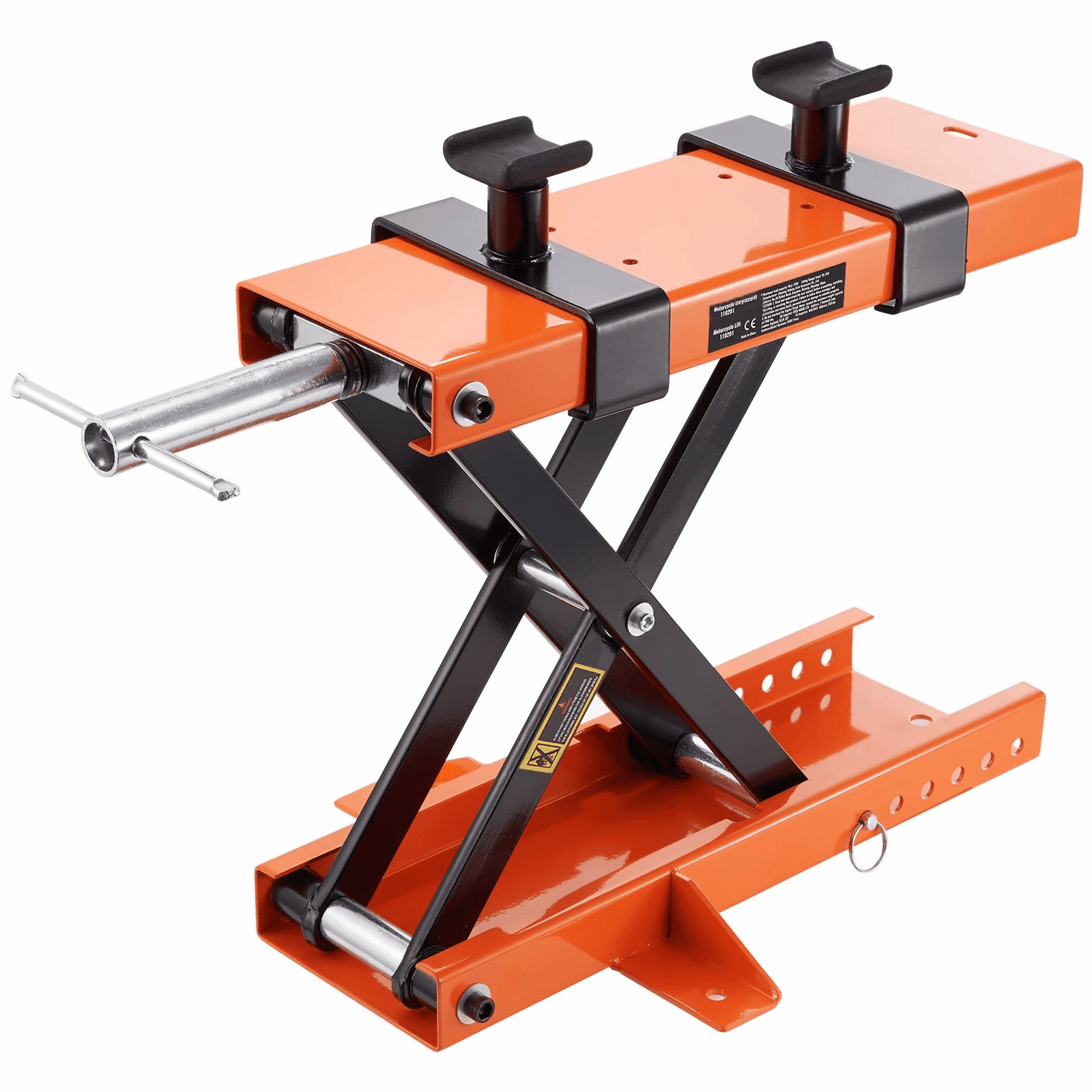 Motorcycle Lift 500kg - Center Scissor Jack for Street, Cruiser & Touring Bikes - Steel Hoist Stand with Safety Pin & Non-Slip Saddle