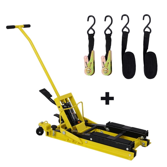 Motorcycle Lift Jack 1500 LBS, ATV Scissor Lift, Portable Hydraulic Jack Stand with Wheels - Yellow