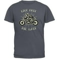 thumbnail image 1 of Motorcycle Live Fast Die Last Charcoal Grey Adult T-Shirt - Small, 1 of 1