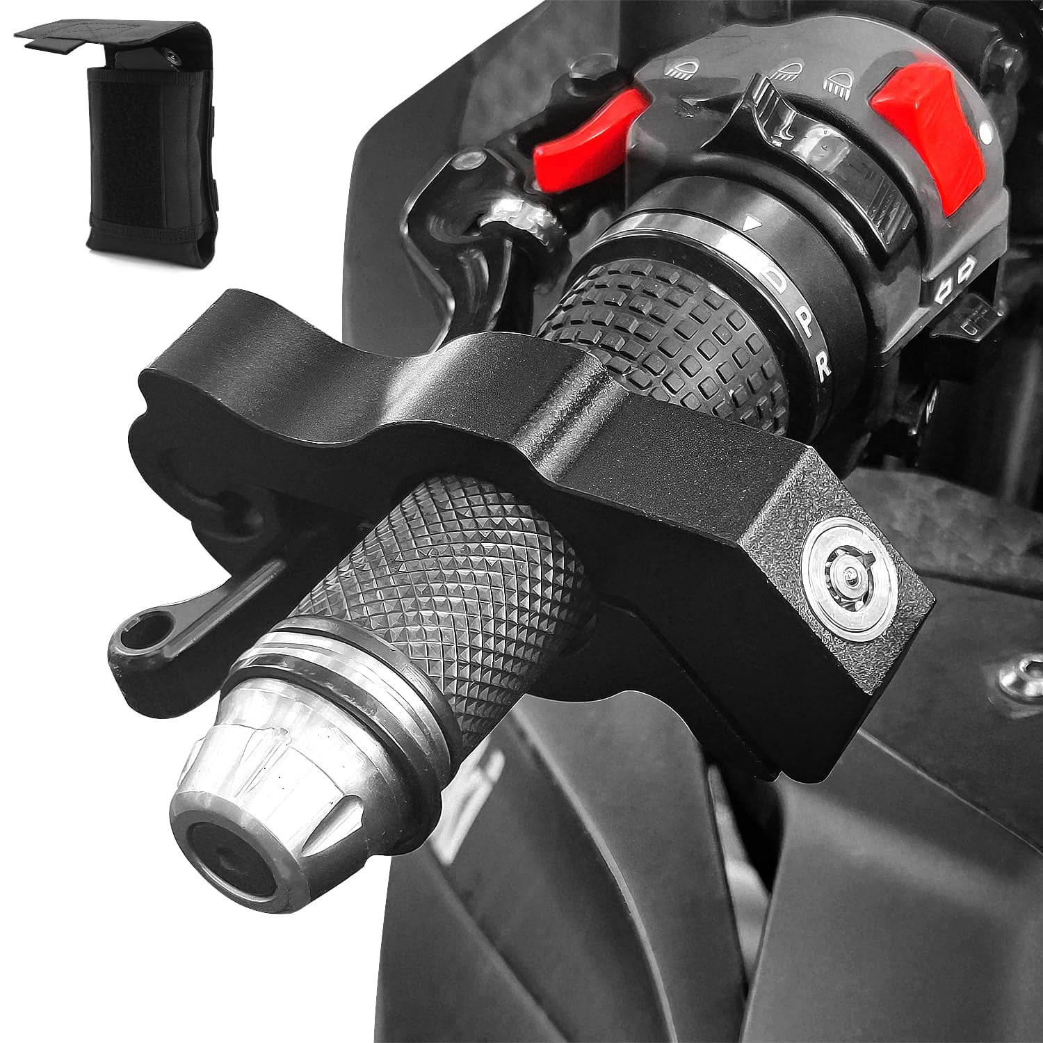 Motorcycle Locks Anti Theft: CNC Heavy Duty Handlebar Throttle Grip Brake Lever Security Motorcycle Lock Universal for Dirt Bike Moped Scooter Motorbike, ATV Alarm Accessories (Red)