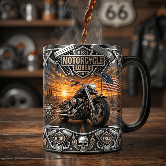 Motorcycle Lover Magic Mug, Personalized Gift for Dad, Biker Coffee Mug