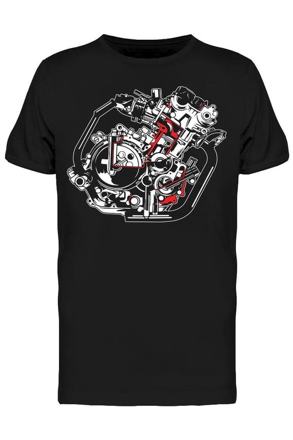 Motorcycle Machine Art T-Shirt Men -Image by Shutterstock, Male 3X-Large