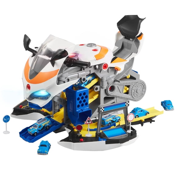 Motorcycle Mechanic Toy Set 25 Pieces Removable Parts Lights Sounds Simulated Riding Track Racing Workshop for Kids Ages 3 and Up Yellow
