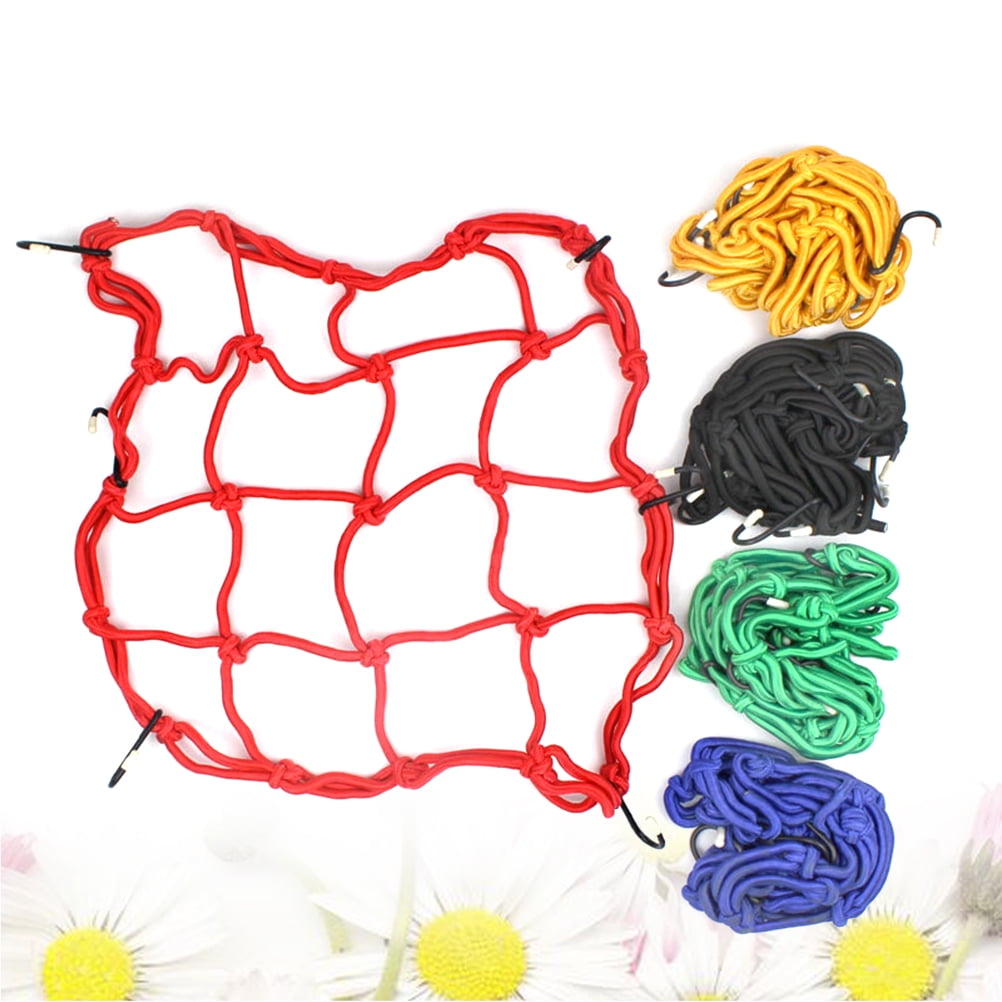 Motorcycle Mesh Net Bag Fuel Tank Luggage Net Motorcycle Cargo Bungee Net Bag Helmet Holder with 6 Hooks for Motorcycle Scooter 30 x 30cm (Random Color)