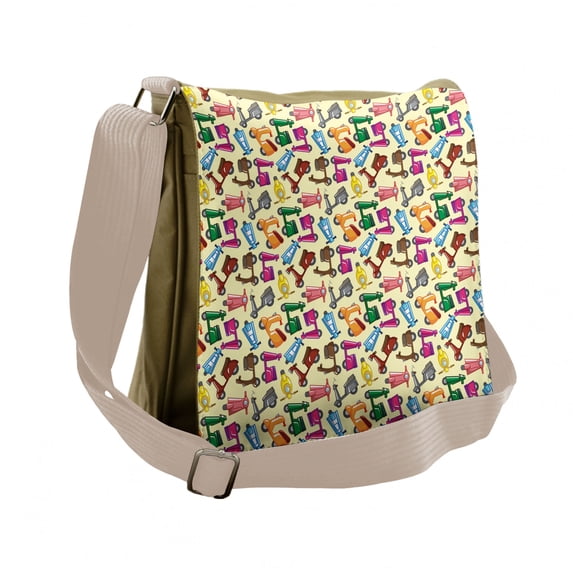 Motorcycle Messenger Bag, Colorful Motorcycles, Unisex Cross-body, by Ambesonne