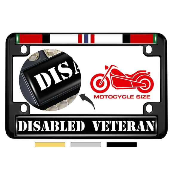 Motorcycle Metal License Plate Frame with Afghanistan Disabled Veteran Design