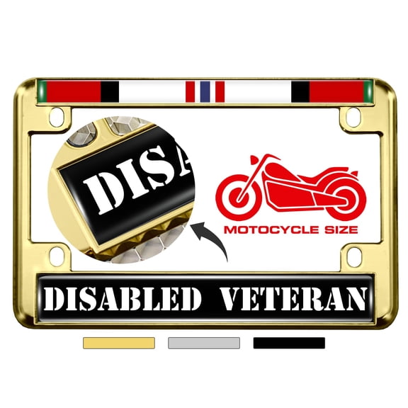 Motorcycle Metal License Plate Frame with Afghanistan Disabled Veteran Design