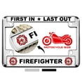 thumbnail image 1 of Motorcycle Metal License Plate Frame with Firefighter Design - Chrome, 1 of 7