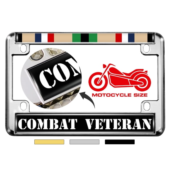 Motorcycle Metal License Plate Frame with Gulf War Combat Veteran Design