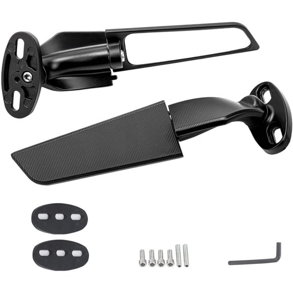 Motorcycle Mirrors, 360 Adjustable Stealth Wing Rear View Mirrors, Folding Aerodynamic Motorbike Side Mirrors in Aluminum Alloy, Compatible with Ninja ZX6R ZX10R CBR GSXR (130 * 58mm)