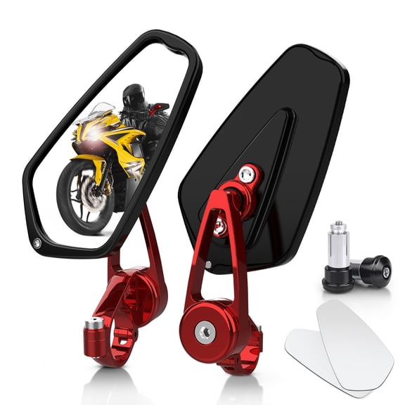 Motorcycle Mirrors - 7/8" (22mm) Bar End Rear View Mirrors Compatible with Most Honda Grom, Yamaha, Kawasaki, Ducati, Suzuki and More