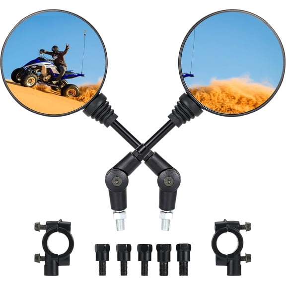 Motorcycle Mirrors with 7/8" Handlebar Mount, ATV Mirrors Compatible with ATV Motocycle Scooter Moped Snowmobile Polaris Sportsman Dirt Bike Cruiser Chopper