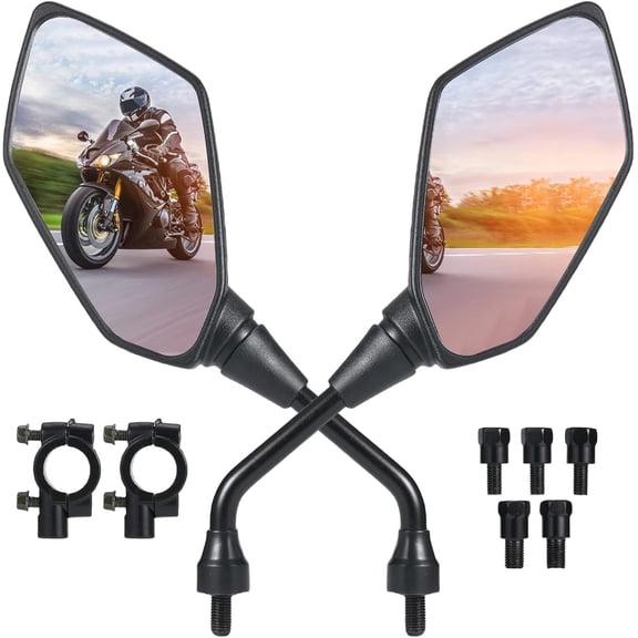 Motorcycle Mirrors, ATV Mirrors with 7/8" Handlebar Mount Compatible with Motorcycle Scooter Moped ATV Snowmobile Polaris Sportsman Dirt Bike Cruiser Chopper