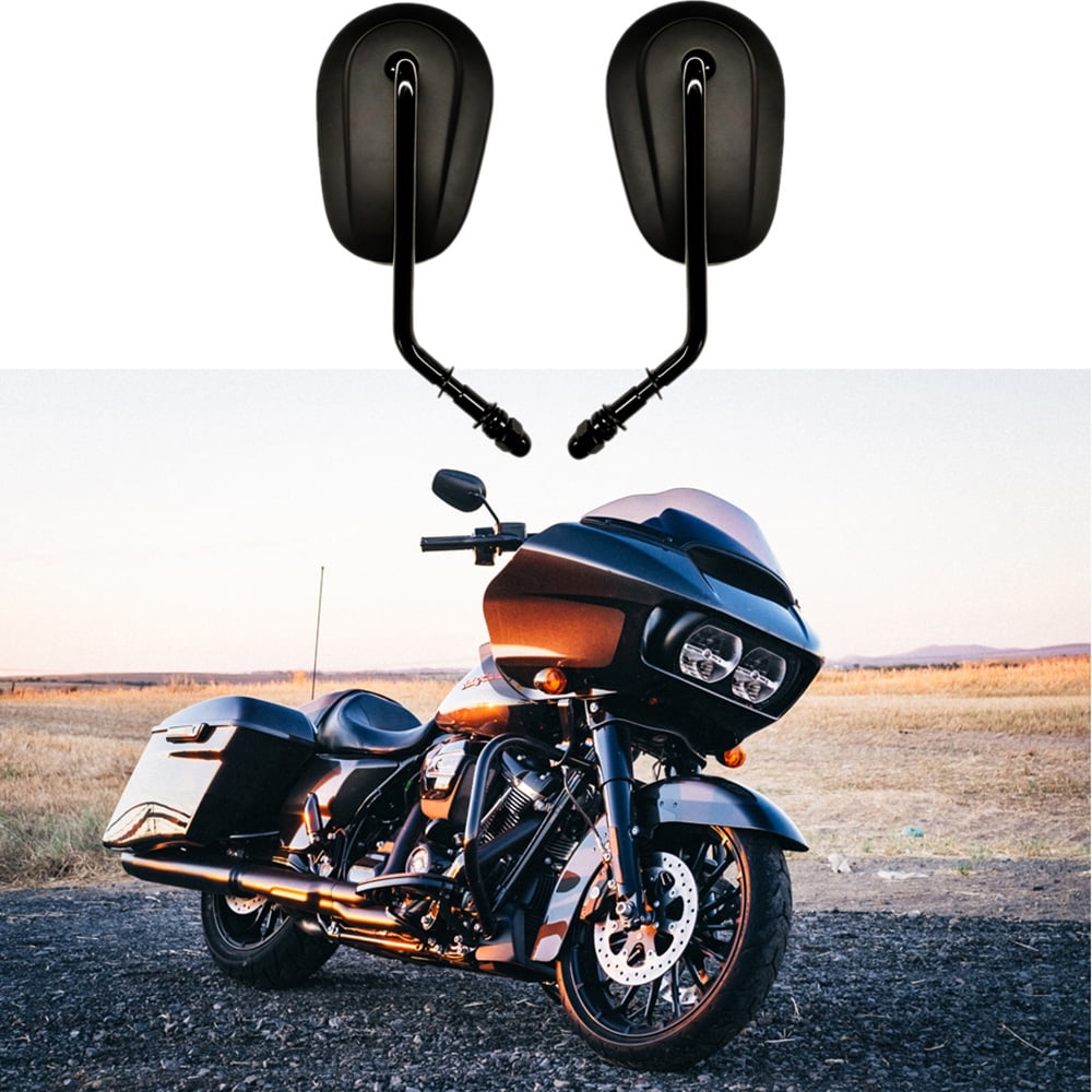 Motorcycle Mirrors M8 Rear View Side Handlebar Mirrors 360 Degree Adjustment Mirror Black Long Stem Compatible with Sportster Touring Dyna Softail