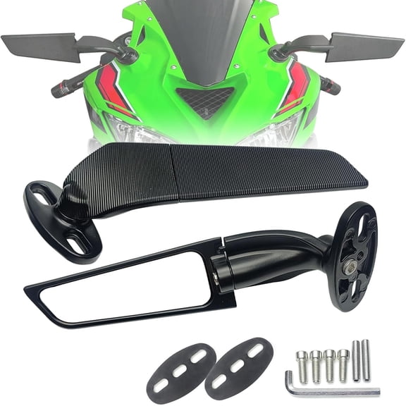 Motorcycle Mirrors Stealth Wind Wing Side Rearview Mirrors Compatible With Kawasaki Ninja 650 2025 Ninja 500 Ninja 400 300 2026 ZX6R ZX10R ZX4RR ZX4R GSXR 1000 600 750